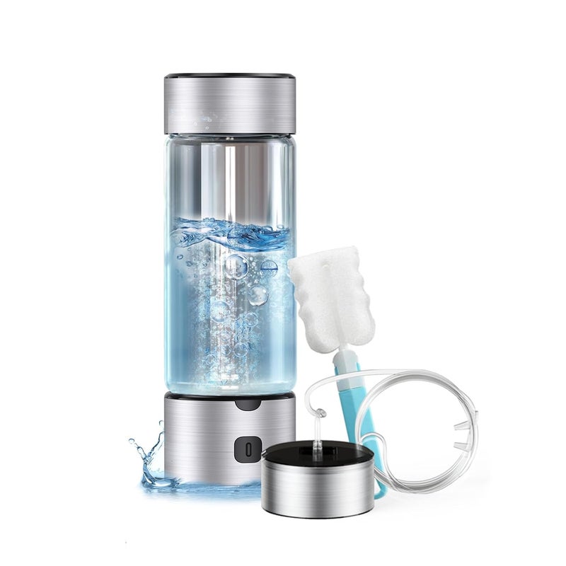 IJEUH Portable Hydrogen Water Bottle 460ml Hydrogen Generator with Rechargeable Base, SPE/PEM Ionizer Tech for High Hydrogen Concentration, Fast Electrolysis in 3 Mins for Travel, Office, Fitness - Image 1